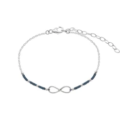 Gift box, armband in flesje, infinity teken met blauwe stof