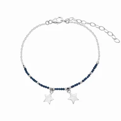 Gift box, armband in flesje, twee sterretjes met blauwe stof