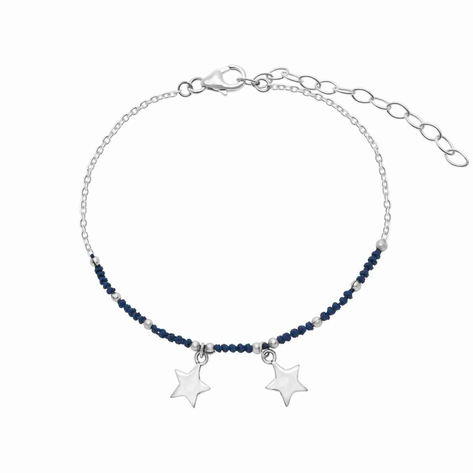 Gift box, armband in flesje, twee sterretjes met blauwe stof