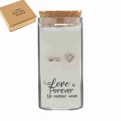 Gift box, oorstekers in flesje, hart en infinity teken