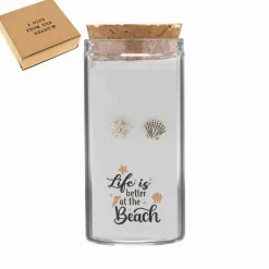 Gift box, oorstekers in flesje, schelp en zeester met kristal