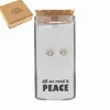 Gift box, oorstekers in flesje, peace teken