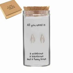 Gift box, oorstekers in flesje, wishbone