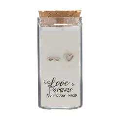 Gift box, oorstekers in flesje, hart en infinity teken