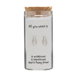 Gift box, oorstekers in flesje, wishbone
