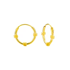 Gold plated Bali hoops, drie getwijnde spiraalvormen