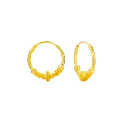 Gold plated Bali hoops, rijk bewerkt