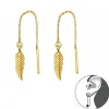 Gold plated chain oorbellen met veer