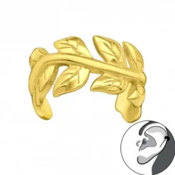 Gold plated ear cuff, bladeren
