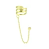 Gold plated ear cuff, drie banden met chain