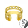 Gold plated ear cuff, dubbele band waarvan een met kristallen