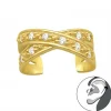 Gold plated ear cuff, gekruist met kristallen