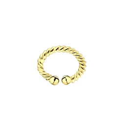 Gold plated ear cuff, spiraalvorm met bolletjes