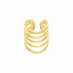 Gold plated ear cuff, vijf banden