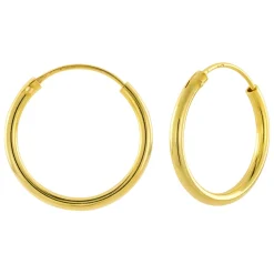 Gold plated oorringen, 20 mm, 2 mm dik