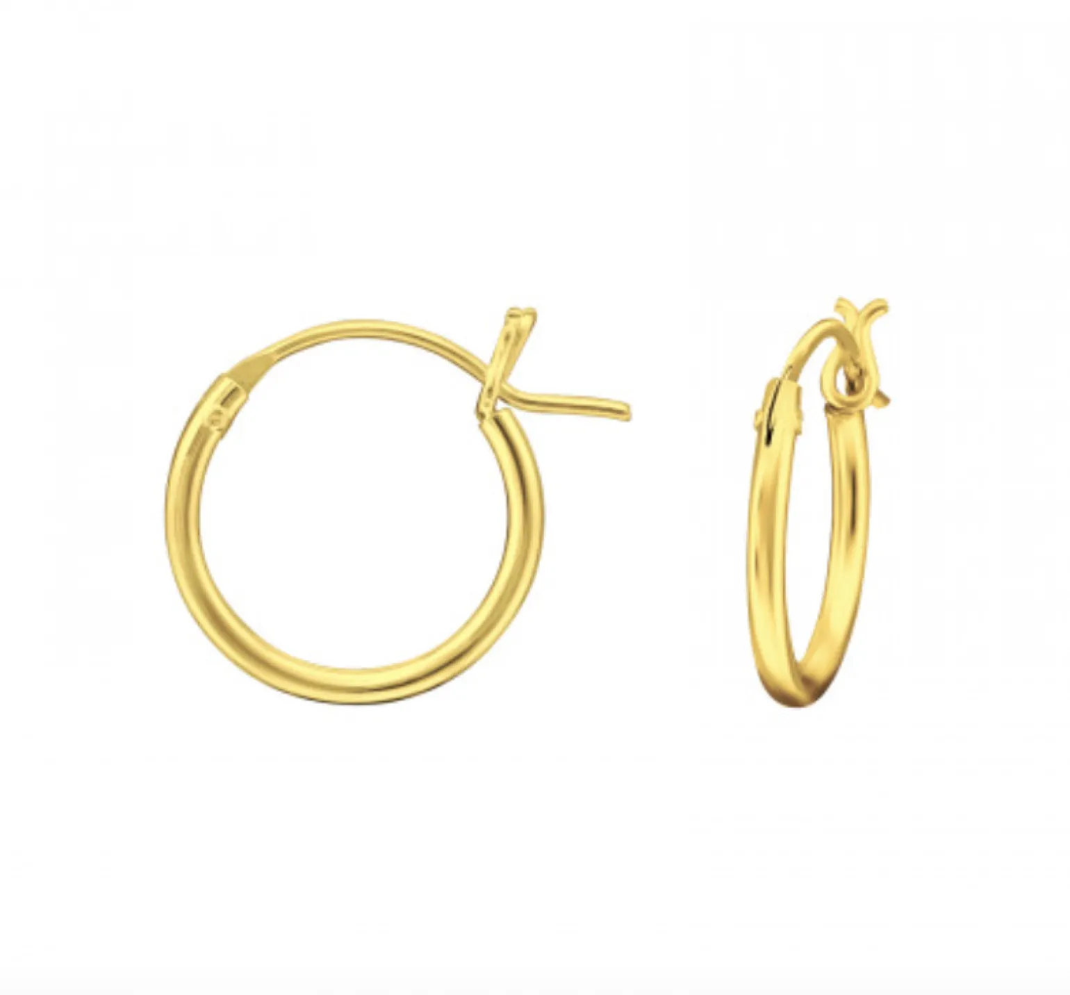 Gold plated oorringen, 12 mm