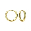 Gold plated oorringen, 14 mm, plain, breed
