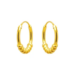 Gold plated oorringen, Bali hoops, spiraal
