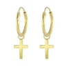 Gold plated oorringen, kruisje