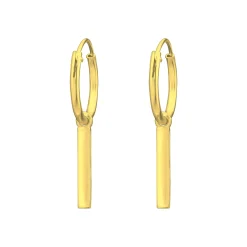 Gold plated oorringen met hanger, staafje