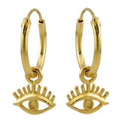 Gold plated oorringen met hanger, oogje