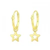 Gold plated oorringen met hanger, sterretje met opening
