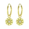 Gold plated oorringen met hanger, hartjesbloem