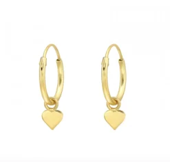 Gold plated oorringen met hanger, klein hartje