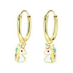 Gold plated oorringen, met eenhoorn