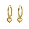 Gold plated oorringen met hanger, dicht hartje