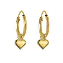 Gold plated oorringen met hanger, dicht hartje