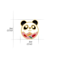 Gold plated oorringen met hanger, panda donut