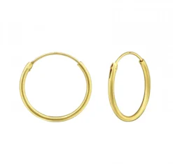Gold plated oorringen, plain 16 mm