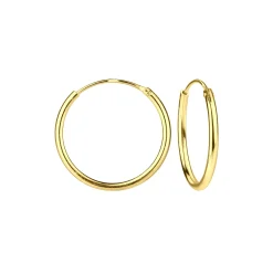 Gold plated oorringen, plain, 16 mm