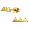 Gold plated oorstekers, rij driehoekjes