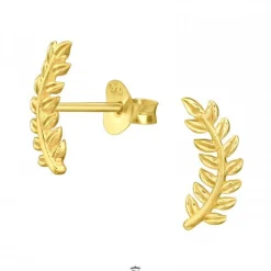 Gold plated oorstekers, blad