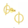 Gold plated oorstekers, cirkel met staaf