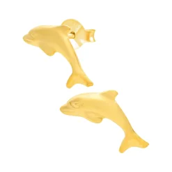 Gold plated oorstekers, dolfijn