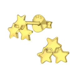 Gold plated oorstekers, drie sterren