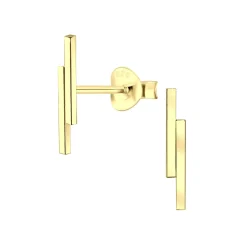 Gold plated oorstekers, dubbel staafje