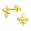 Gold plated oorstekers, fleur de lis