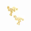 Gold plated oorstekers, flamingo