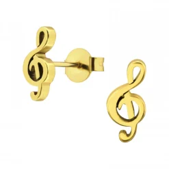 Gold plated oorstekers, G sleutel
