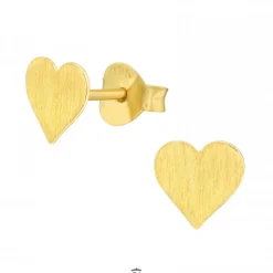 Gold plated oorstekers, geruwd hart