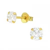 Gold plated oorstekers, kristal