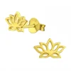 Gold plated oorstekers, lotusbloem