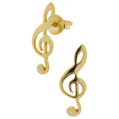 Gold plated oorstekers, muzieknoot