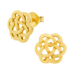 Gold plated oorstekers, opengewerkte bloemvorm