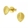 Gold plated oorstekers, ovalen blaadje