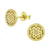 Gold plated oorstekers, rijk bewerkt zon